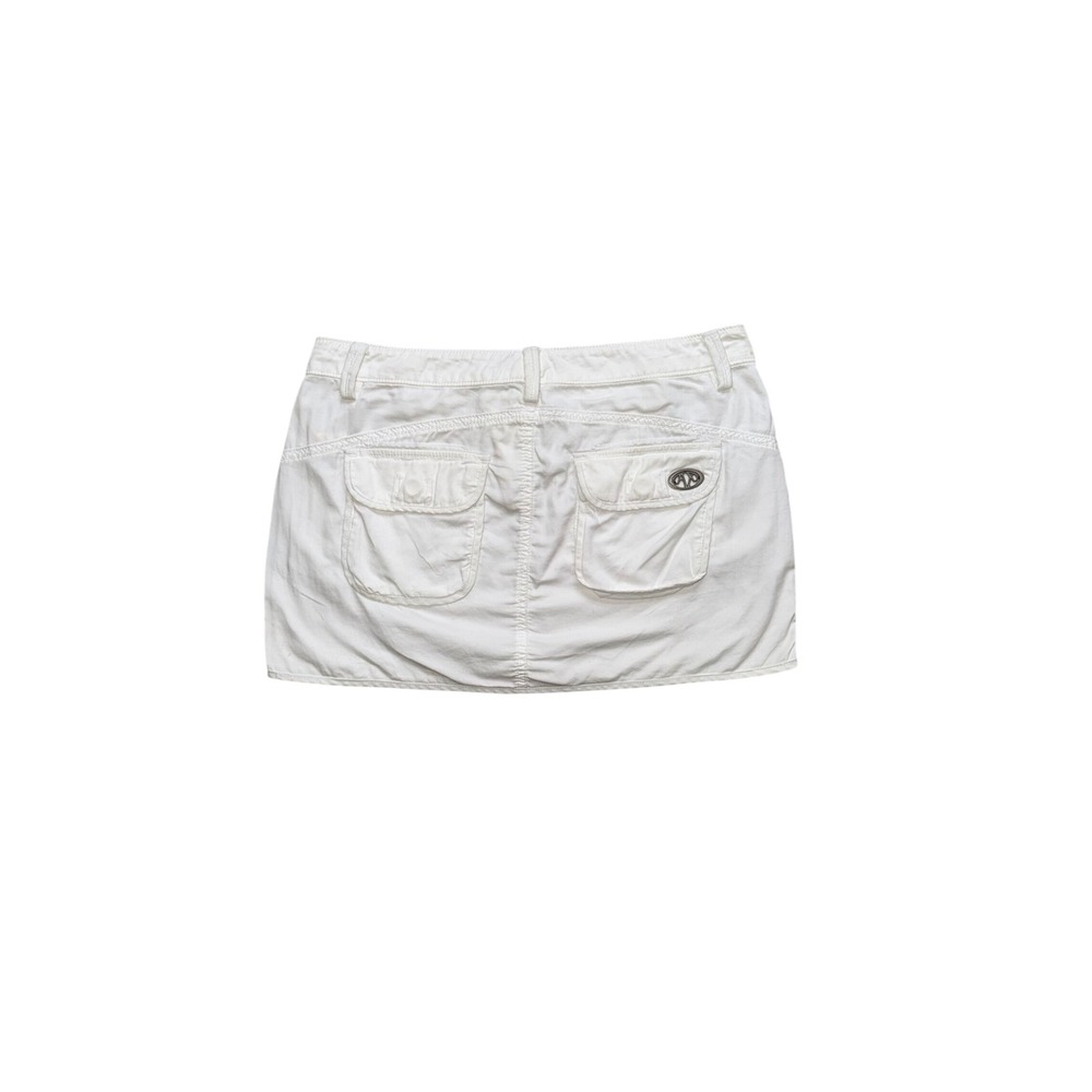 Y2K Armani Exchange White Cotton Utility Cargo Mini Skirt Size 8 AX Back Pocket